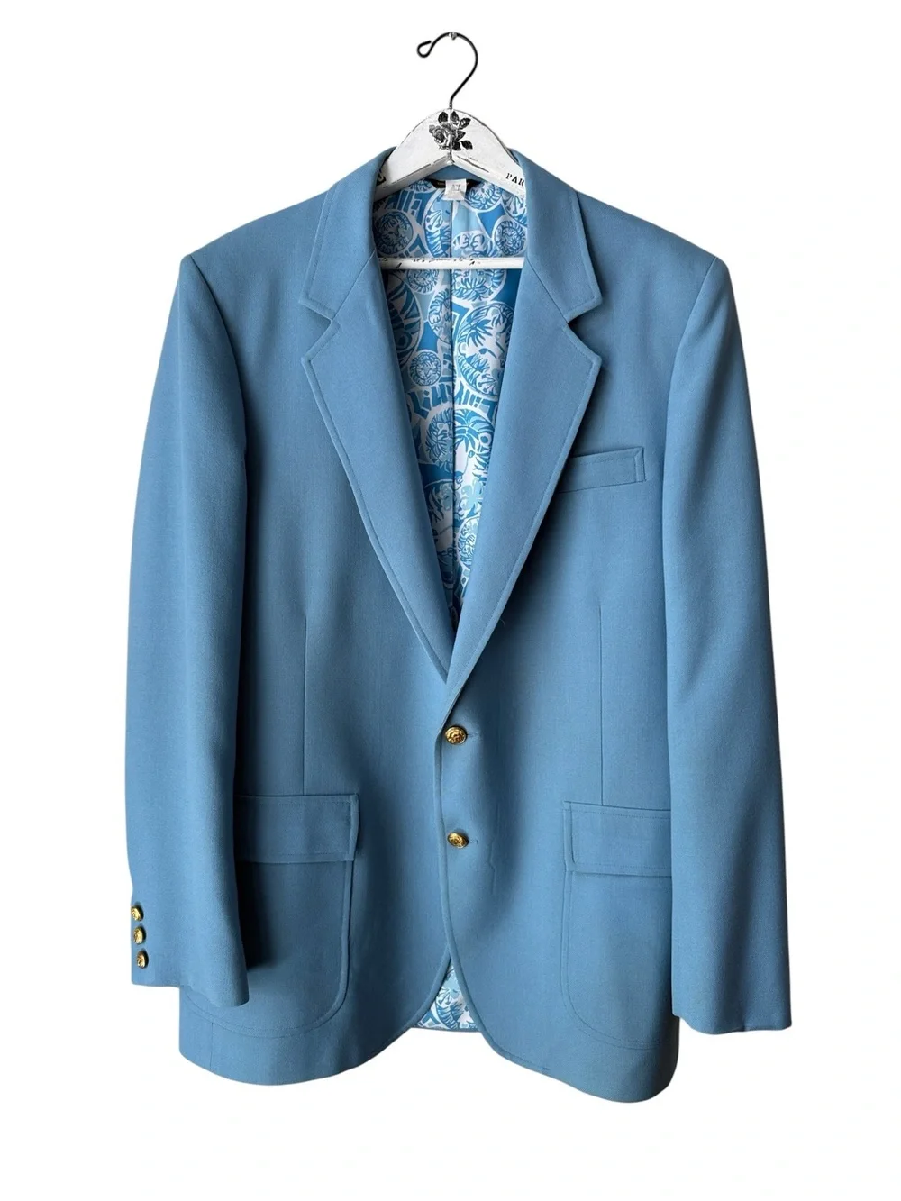 Vintage Lilly Pulitzer Men’s Stuff Palm Beach Baby Blue Sport Coat Size 42L